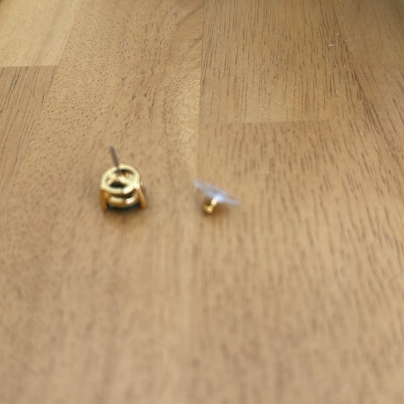 Kate Spade Emerald colored earrings with 3 mini crystals around each stone. NEW. - Picture 4 of 5